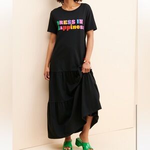 FARM Rio Black Maxi Dress with Colorful Print
